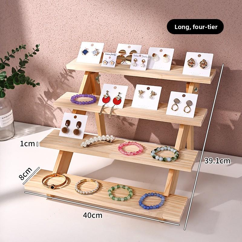 Display Stand Solid Wood Earrings Display Rack Jewelry Rack Figure Doll Stall Cardboard Jewelry Rack