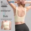 Shockproof Non-Binding Sports Bra for Large Busts with Round Neck and Deep U-Back Yoga Vest Design