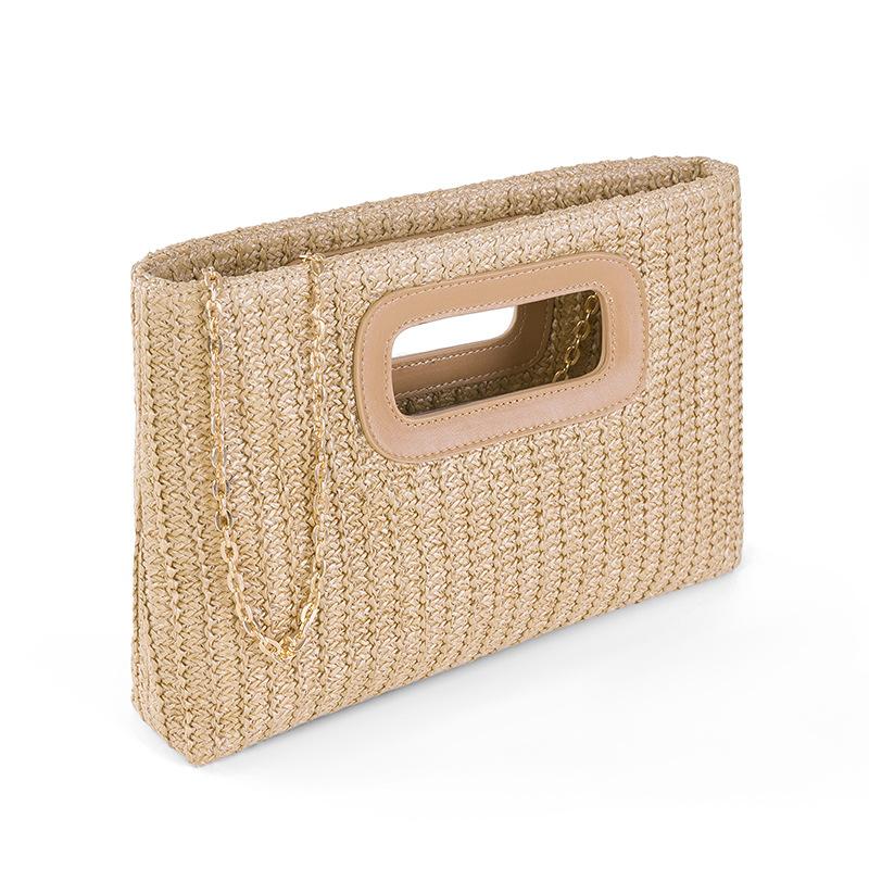 Women Clutch Women's Fashion Chain Dinner Straw Bag Woman Summer Casual Vacation Shoulder Bag Female Large Purse 2024