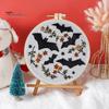 Halloween Embroidery Kit DIY Cross Stitch Kit with Embroidery Hoop Hand Embroidery Starter Handmade Gnome Crafts for Beginners Adults