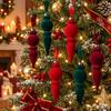 6PCS Exquisite Velvet Christmas Ball Set Oddly Shaped Christmas Finial Ball Pendants  Party Decor