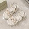 Sandale Femme 2026 Été Chaussures Femmes Nouvelle Fleur Douce Rome Chaussures de Plage Plateforme Mode Sandales d'Extérieur Sandalias De Mujer