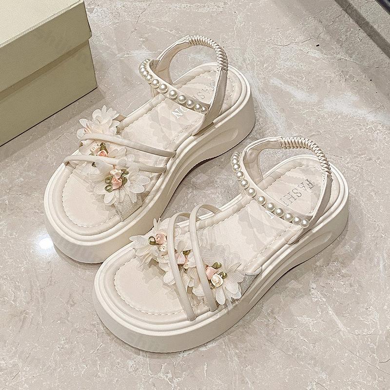 Sandale Femme 2026 Été Chaussures Femmes Nouvelle Fleur Douce Rome Chaussures de Plage Plateforme Mode Sandales d'Extérieur Sandalias De Mujer