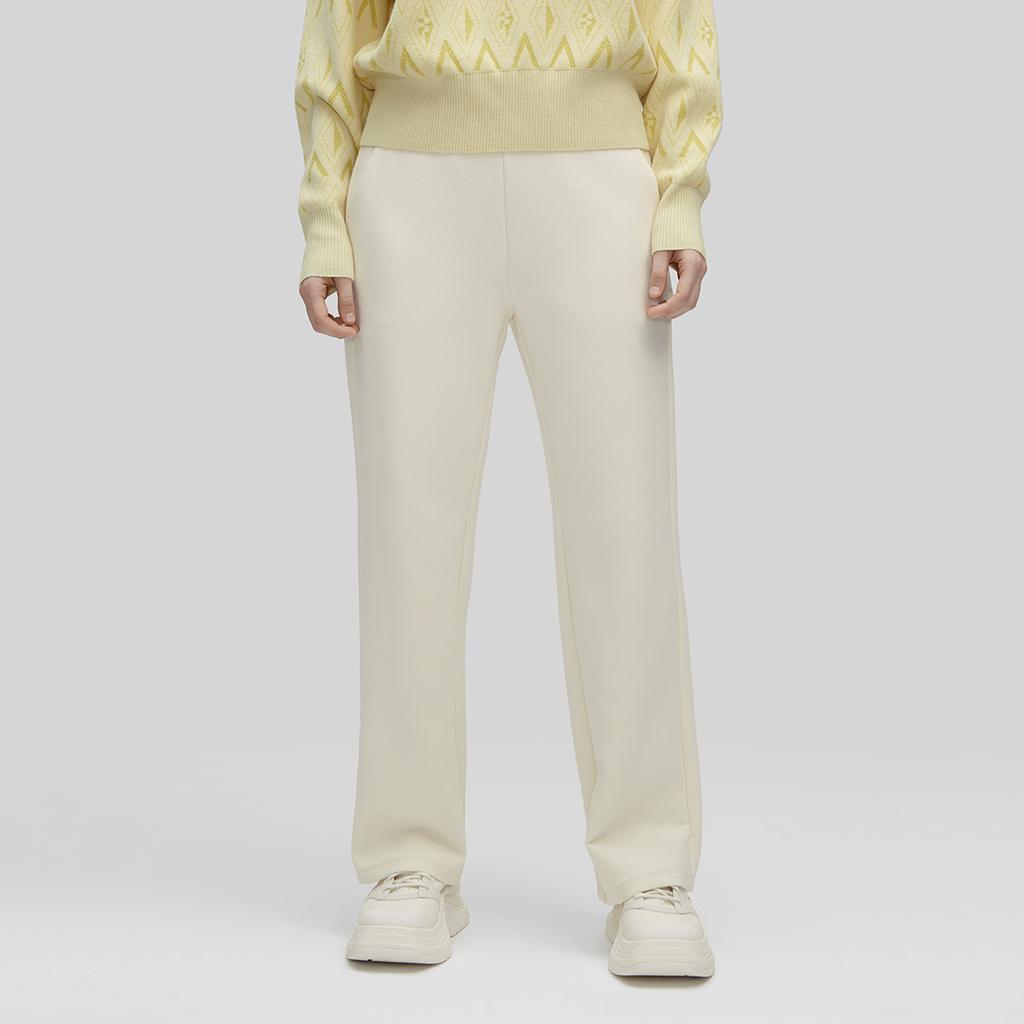 Fila Ensfargede rette strikkede fritidsbukser dame underdeler Off-White F11W414604F-IV