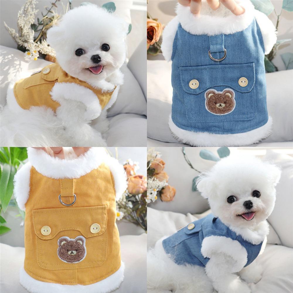 Fournitures pour animaux de compagnie Ours Doux Motif Vêtements pour Chien Confortable Élégant Manteau en Coton pour Animal de Compagnie Peut Tirer Chaud Gilets Chauds pour Animaux Schnauzer