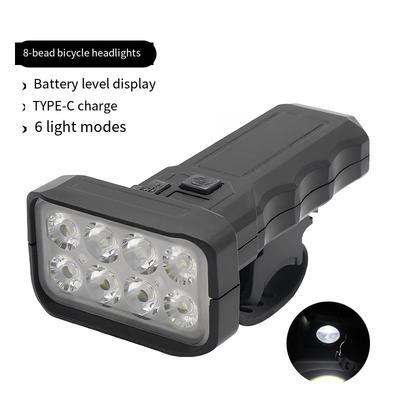 1PC Super Bright Bicycle Light 8 Lights Night Riding Strong Light Flashlight USB Charging Outdoor Mountain Bike Riding Equipment