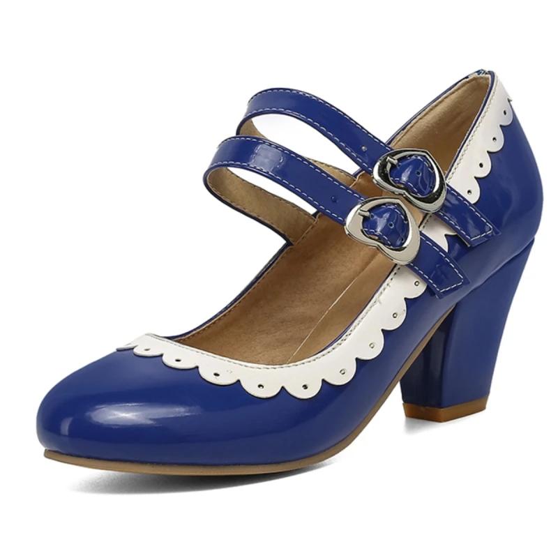 Elegant Women's Mary Janes High Heels Shoes 2025 Spring Straps Black Blue Red Pink Heeled Party Wedding Office Shoes Dress Pumps