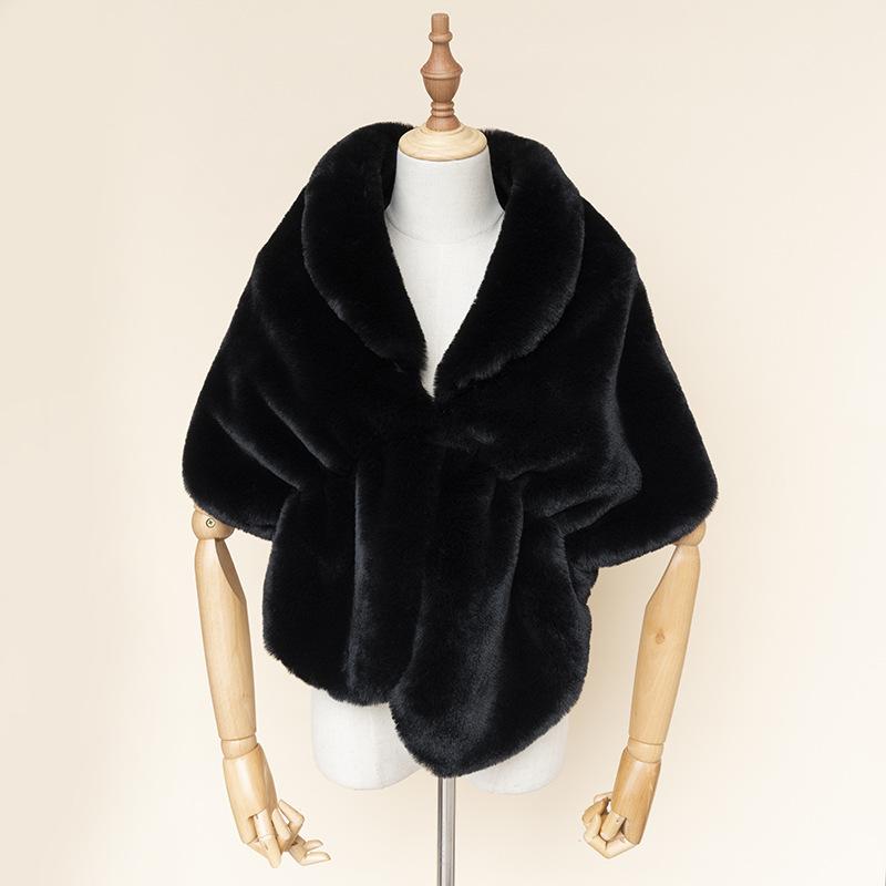 Imitation fur shawl lapel bridal cheongsam autumn and winter Rex rabbit hair cape spot elegant celebrity shoulder