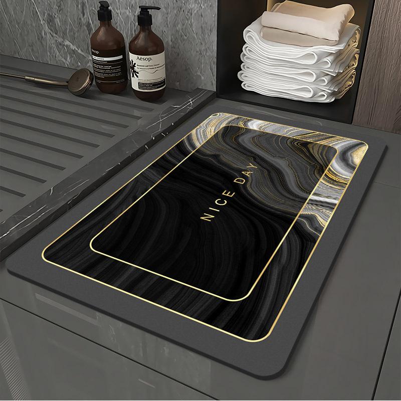 Light luxury style soft bathroom absorbent floor mat, quick drying anti fouling foot mat, washable bathroom