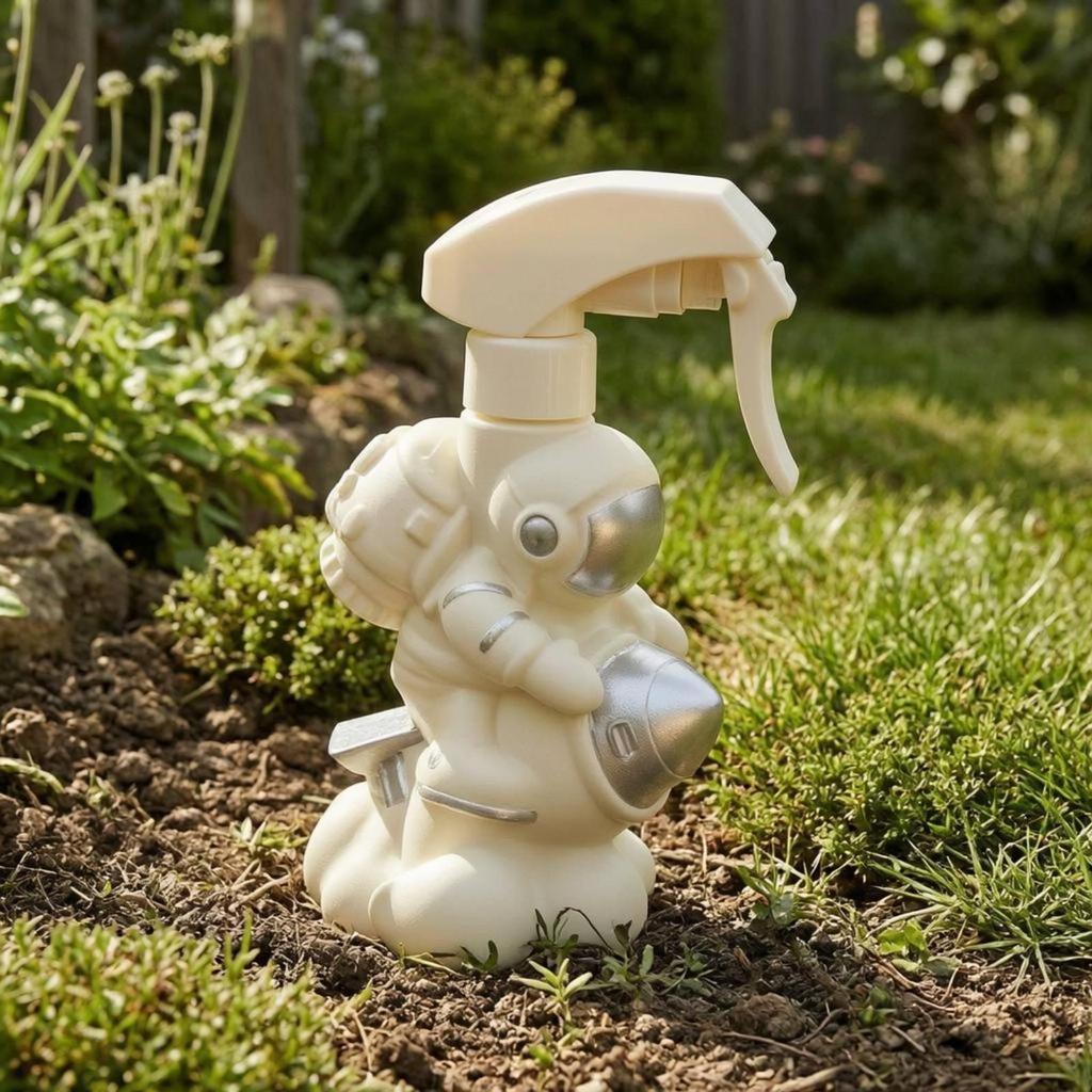 Astronaut Watering White Spray Bottle Silver Details 2in1 Can