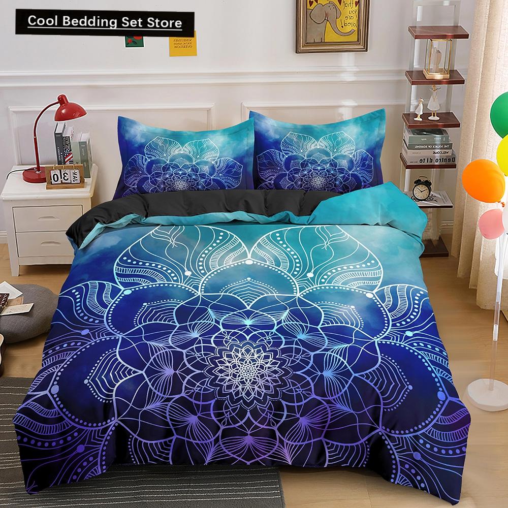 Psychedelic Boho Luxury Bedding Set 2/3PCS with Pillowcase King Mandala Duvet Cover Queen Comforter Cover Polyester Quilt Cover