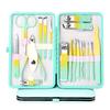 18-Piece Gradient Yellow-Green Manicure & Pedicure Tool Set with Nail Clippers and Cuticle Scissors