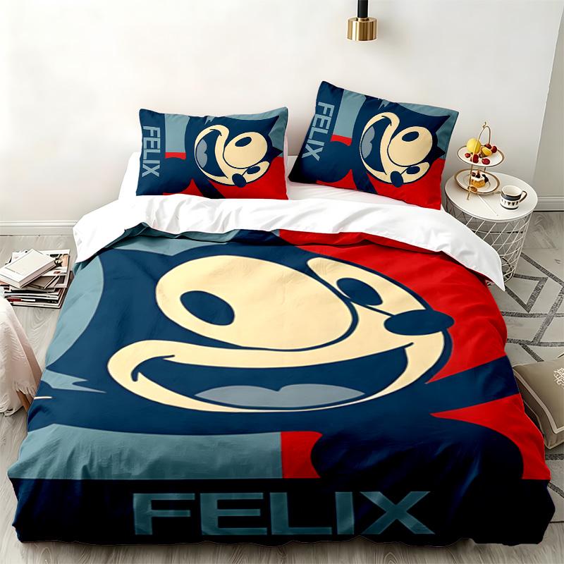 Felix the Cat 3pc set Perfect for bedroom use Comfortable bedding set includes a duvet cover and two pillowcases Ideal birthday or Christmas gift