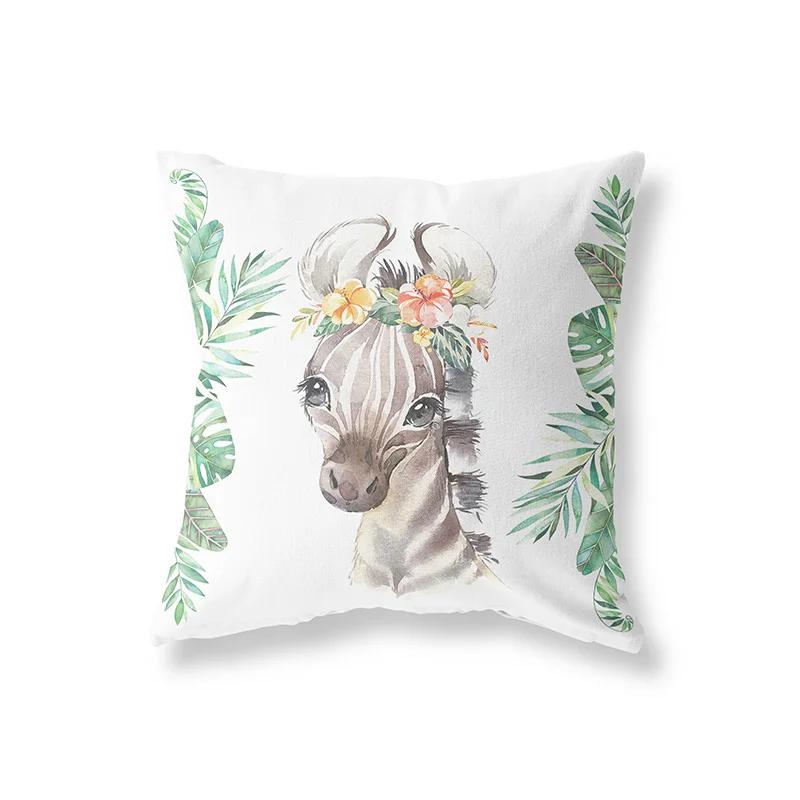 Cute Rabbit Giraffe Animals Children Room Decor Polyester  Cushion Cover Sofa Pillow  Home Decoration Throw Pillowcase