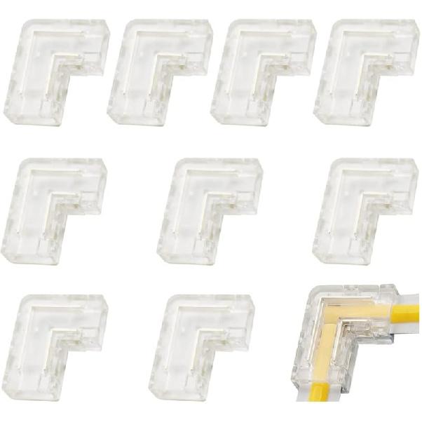 L Shape 5mm 2-Pin COB LED Strip Connectors Right Angle Corner Clips Solderless Adapter Extension for 12v Single Color LED Strip Lights
