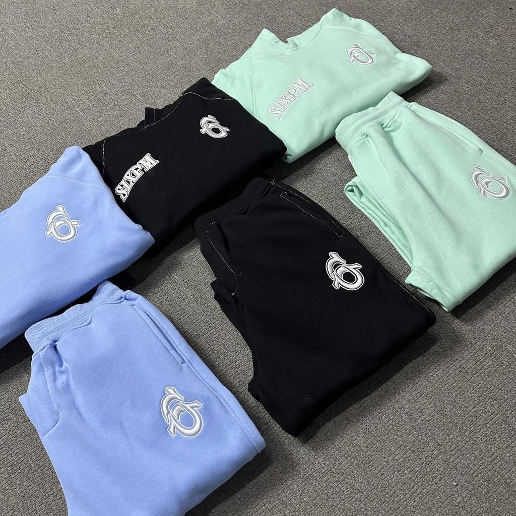 Cross-border Men's & Women's Warm Embroidered Hoodie & Sweatpants Set - Autumn/Winter Velvet Casual High Street Style