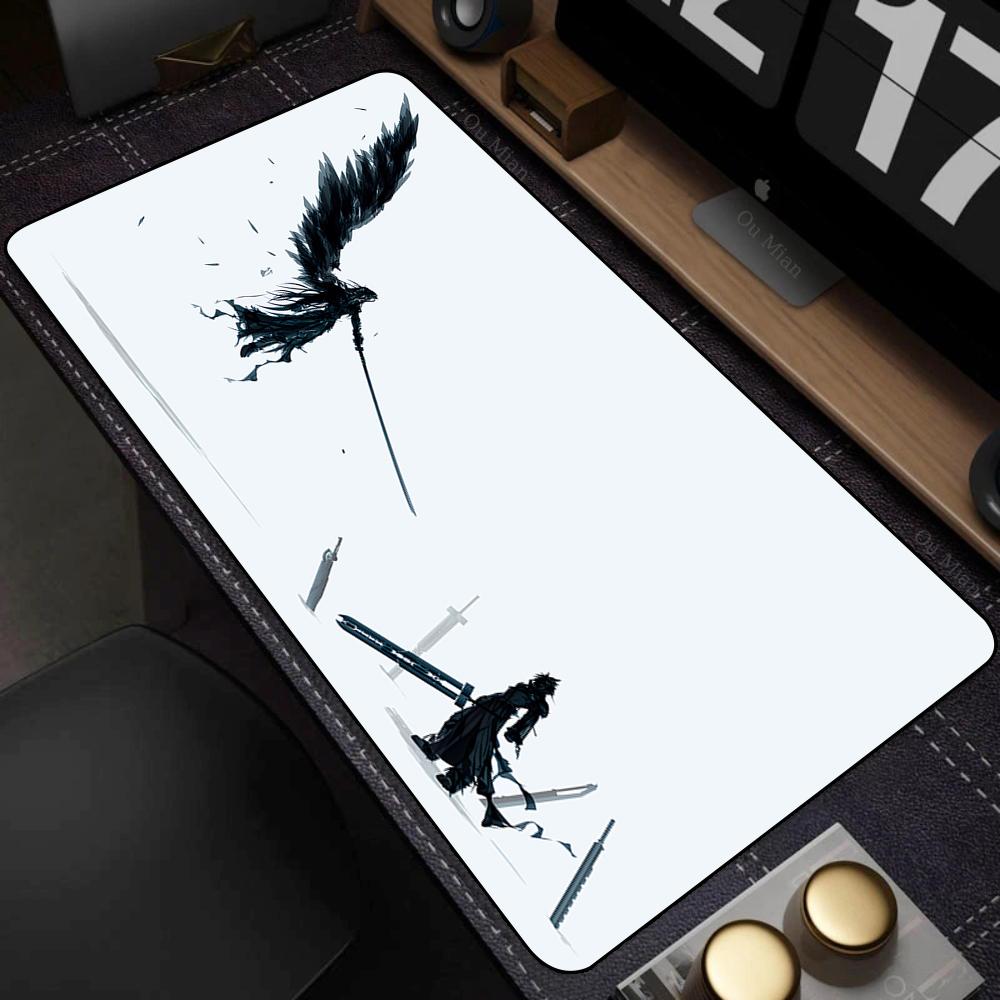 Black Anime Desktop Mat Office PC Gaming Accessories Keyboard Mouse Pad Laptop Final Fantasy Mousepad Gamer Non-slip Carpet Xxl
