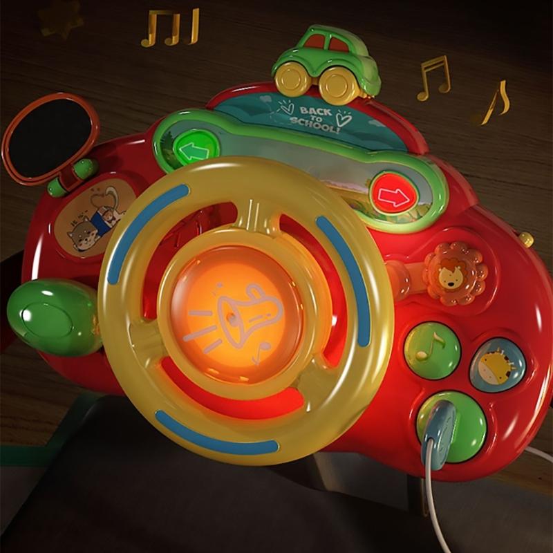 Musical Steering Wheel Toy Interactive with Songs and Lights Educational Portable Driving Controller for Toddlers Gift