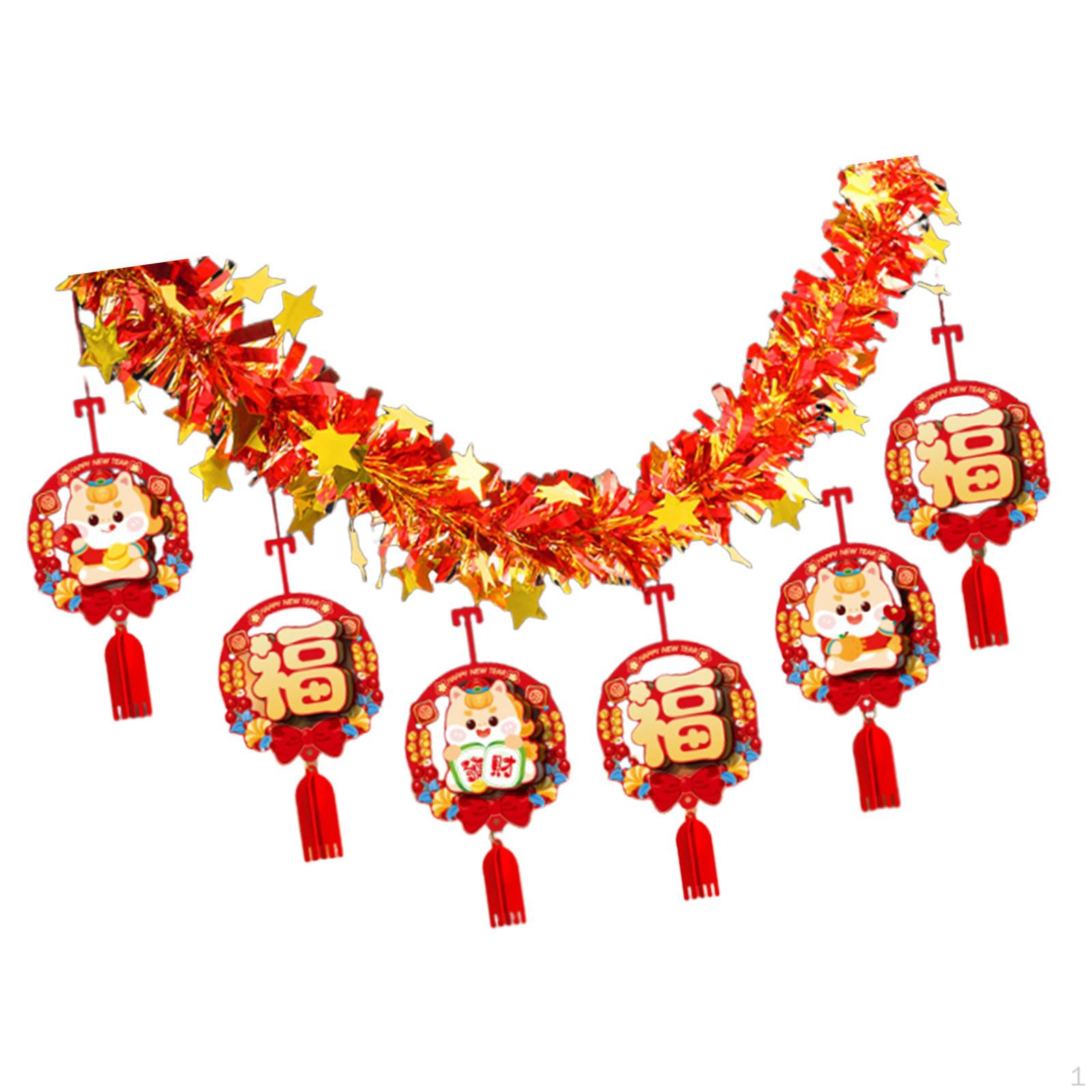 

Chinese Year Banner Home Decor Lightweight Red Sturdy Decorative Hanging Garland for Party