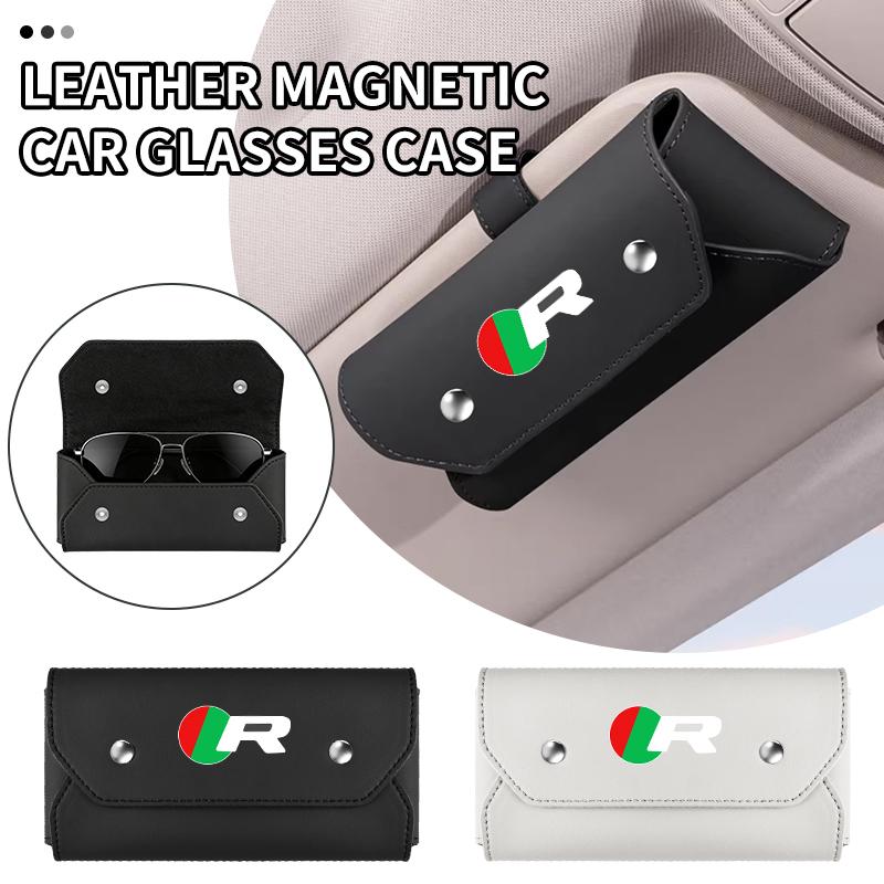 Car Sun Visor Glasses Case Leather Sunglasses Box Eyeglasses Holder For Jaguar S-Type F-Type X-Type F-Pace I-Pace XF XJ XFR XKR JLL50