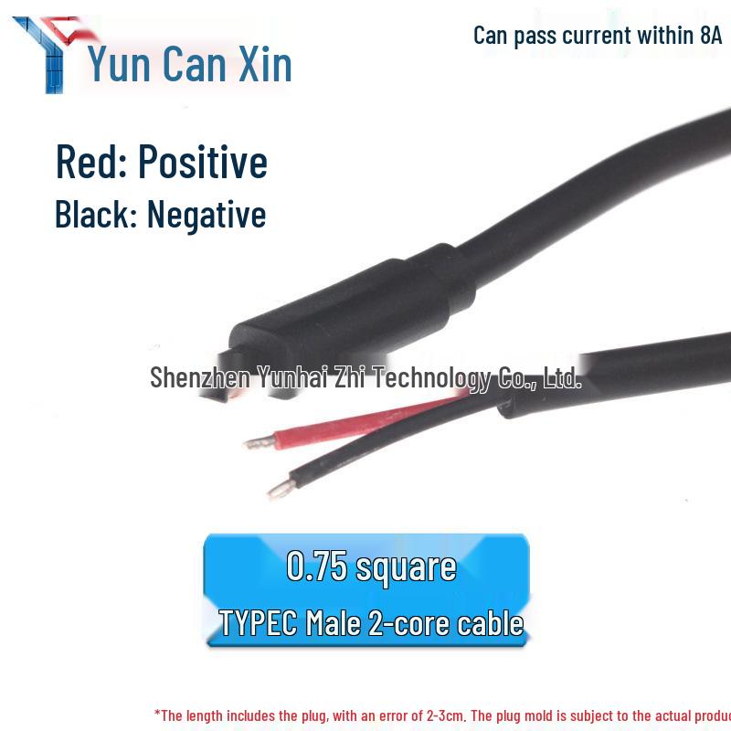 0.3m Type-C Dual-Core 3A Fast Charging Cable with Tinned USB-C Male Connector