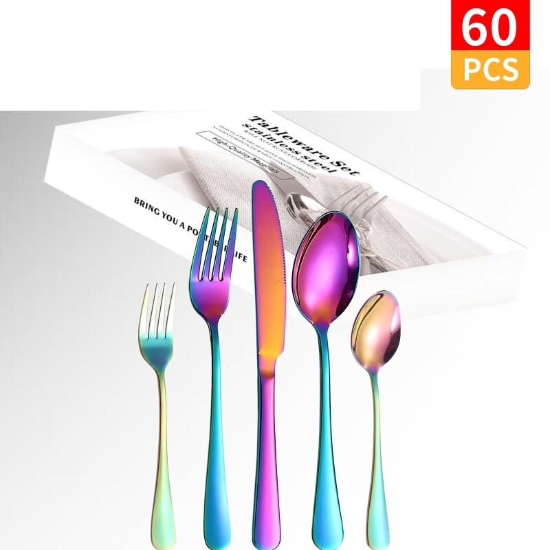 ZISIZ 60-Piece Rose Gold Stainless Steel Cutlery Set