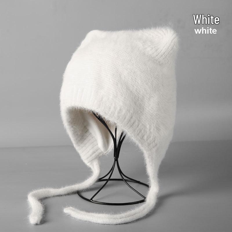 

Женская зимняя шапка из бархата с пушистыми кошачьими ушками - теплая, вязаная, для отдыха на природе в стиле Лэй Фэн Adult (56-58cm)