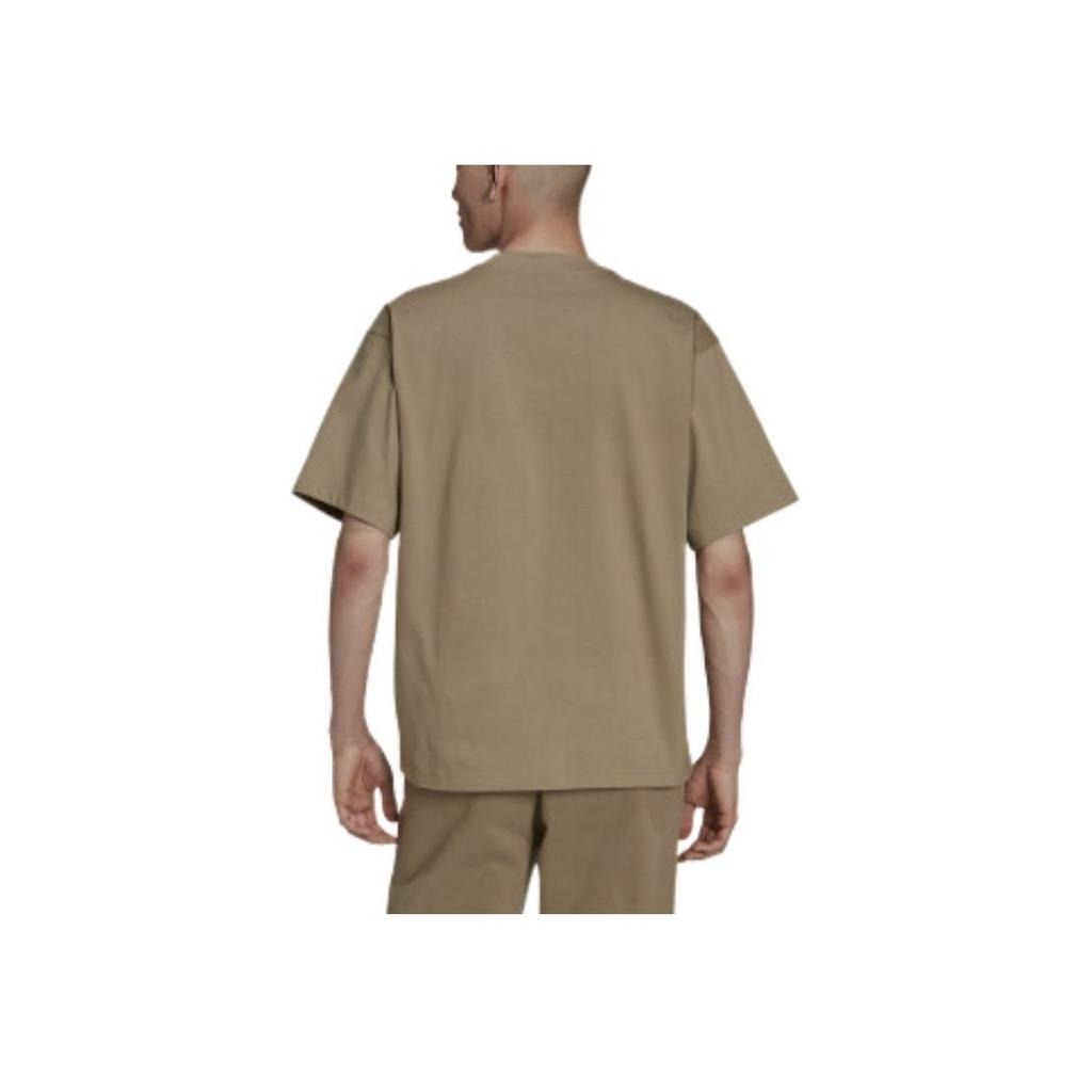 Adidas Originals Adi Color Series Brand Logo Embroidered Round Neck Short Sleeve T-Shirt Men Tops Olive H62520