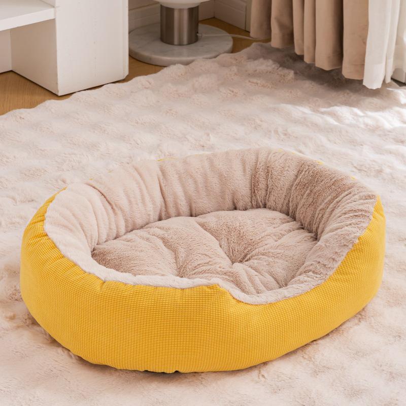 Warmes Winter Plüsch Haustierbett – Kratz- und Verschleißfest, Herausnehmbares und Waschbares Cord Nest für Katzen und Hunde