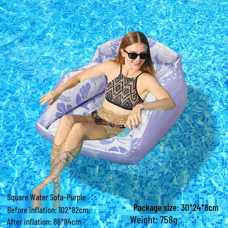 Tumbona Flotante Inflable Plegable Transfronteriza con Respaldo y Malla