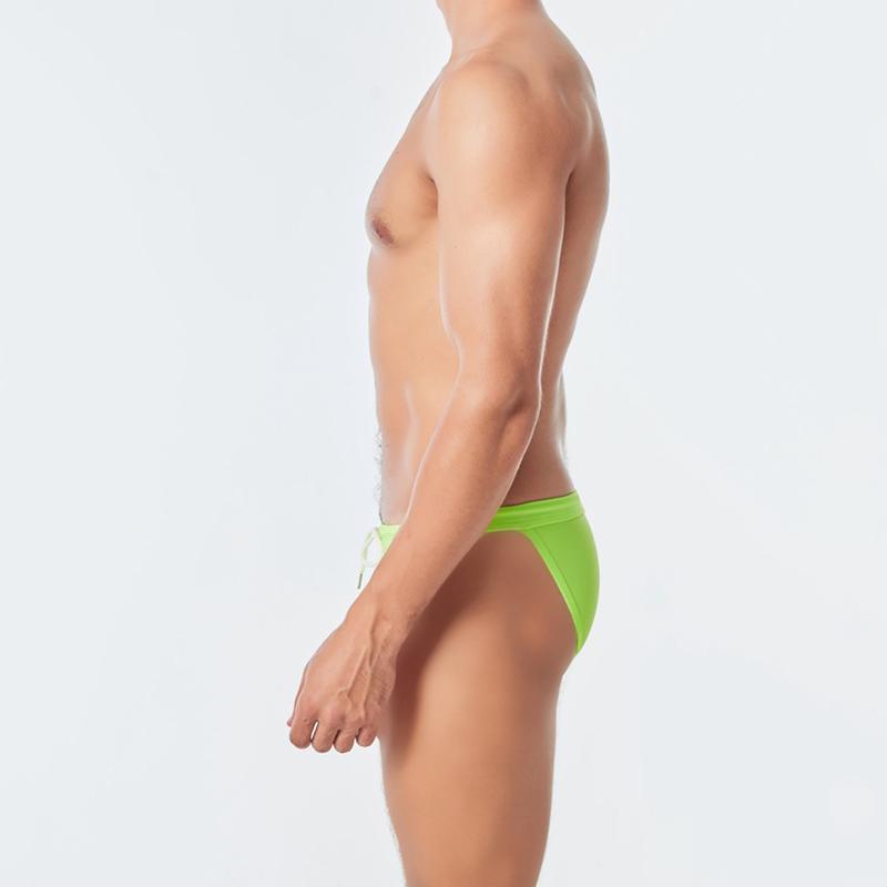 Men's Summer Dressing Drawstring Sexy Solid Color Comfortable Fabric Swimming Trunks Beach Swimsuit Triangle Swimsuit