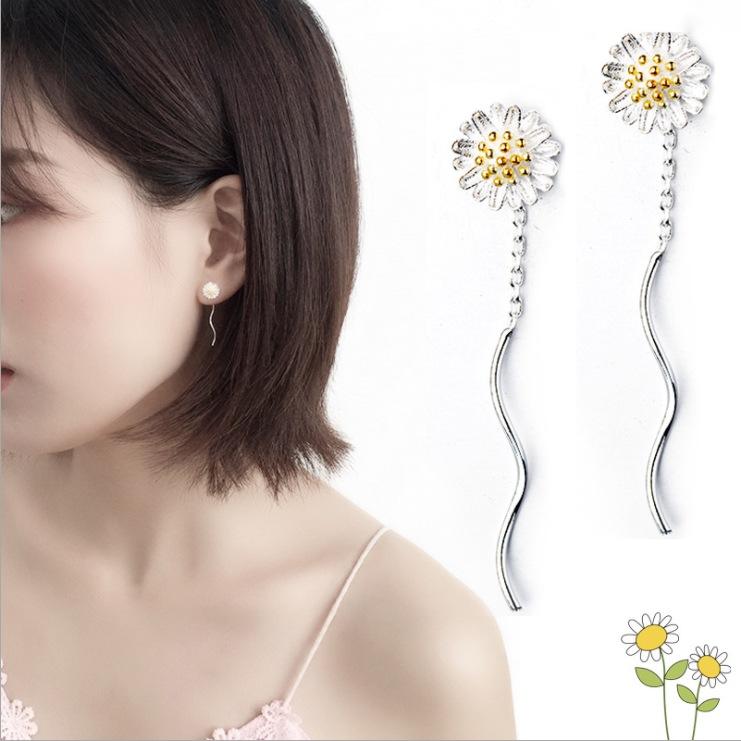 Niche Design Silver Needle Temperament Stud Earrings Simple Fringed Zircon Women's Earrings Versatile Long Earrings Accessories