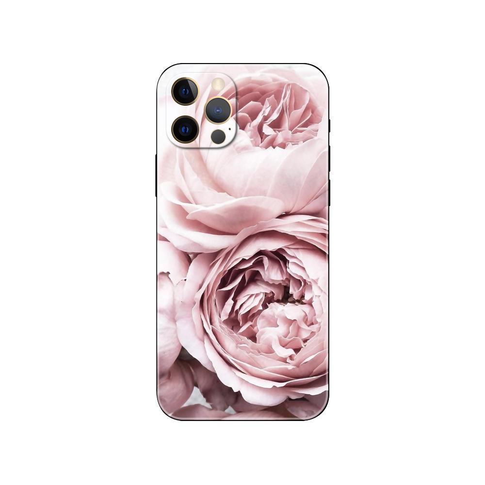 Pink Flower Peony phone case for iphone 5 5s 2020se 6 6s 7 8 plus x 10 XR XS 11 12 13 mini pro MAX black tpu back cover