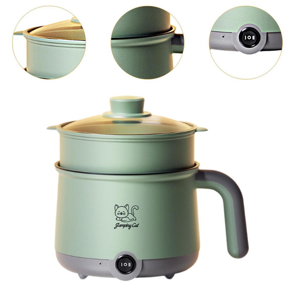 Hot Pot Electric with Steamer Cooking Pot Multipurpose Mini Hot Pot Noodles Cooker for Eggs Noodles Ramen Shabu Shabu Dorm Room