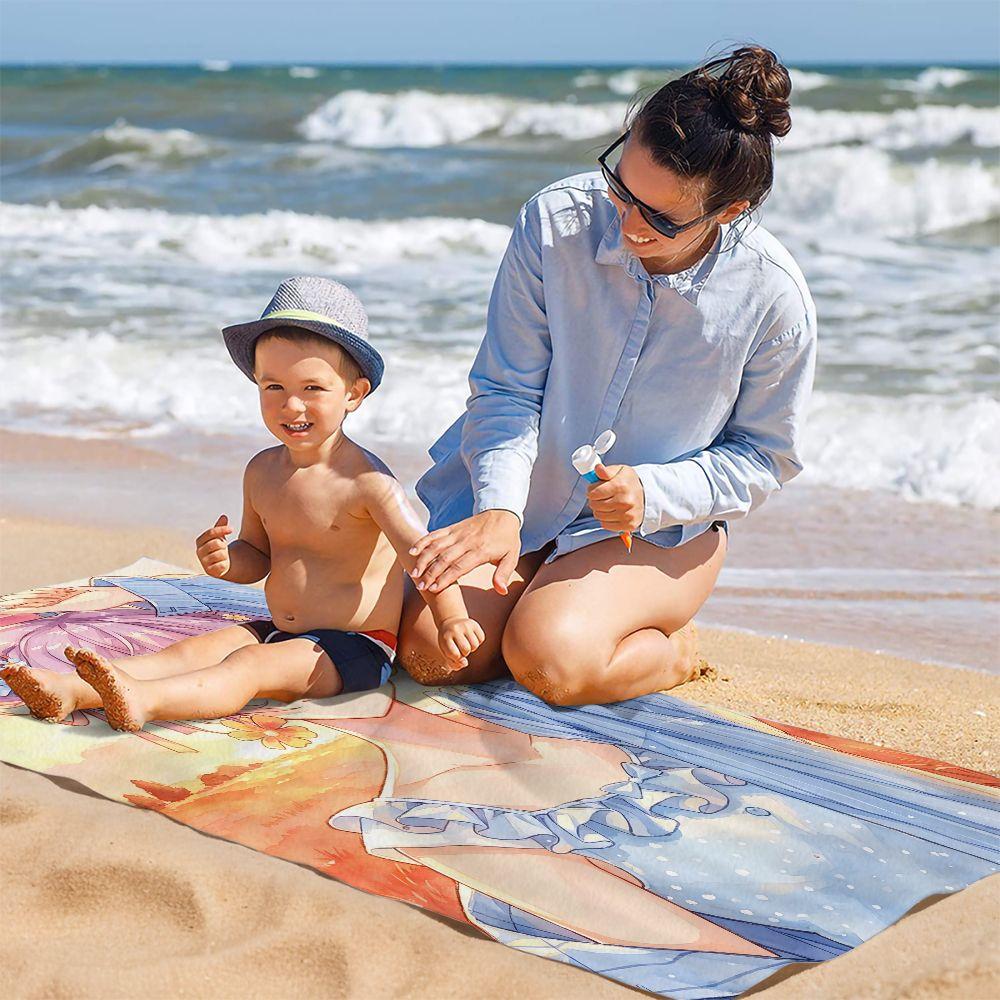 Hatsune Miku Vibrant Pattern Digital Print Beach Towel Large Quick Dry For Pool Swim Camping Outdoor Travel Gift
