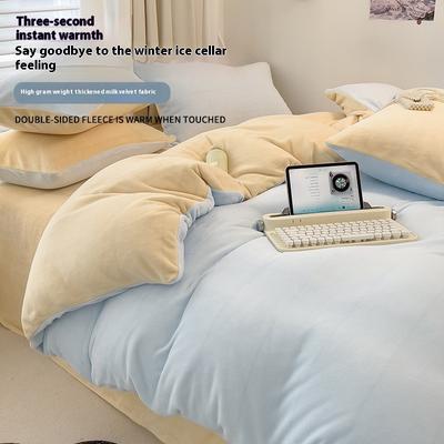 Winter Thickened Milk Fleece Bed Four-piece Set Warm Fleece Quilt Cover Bed Sheet Pillowcase