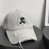Vintage edging letter embroidery red baseball cap women's spring summer new big head circumference cap