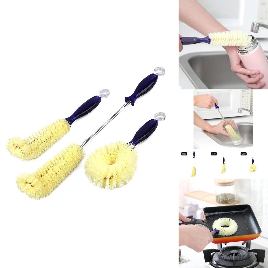 Long Handle Vase Cleaning Brush With Dense Bristles And Curved Design