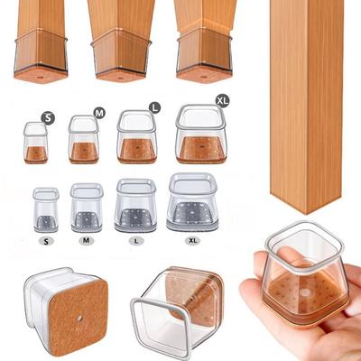 Protection de sol Housse de pied de chaise Carré Antidérapant Couvre-pieds de chaise Épais Réduire le bruit Bouchons de pied en silicone Capuchon de pied Fond