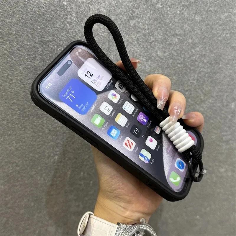 Armor Ring Stand Holder Slide Window Magnetic with Wrist Strap Phone Case for iPhone 16 15 Pro Max 13 12 11 14 Plus Bumper Cover