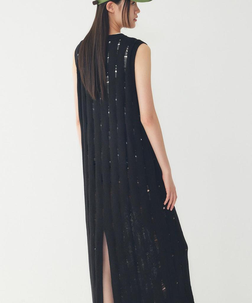 STUDIO TOMBOY Damaged Knit Sleeveless Dress_Black 9106241222