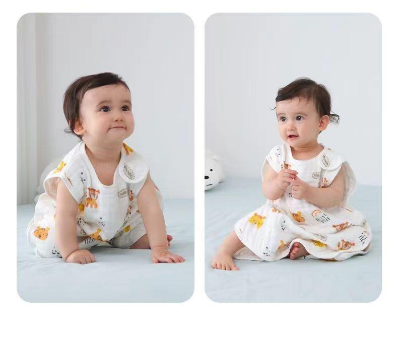 Pure Cotton Sleeveless Baby Sleeping Bag - Summer Thin Anti-Kick Vest for Newborns and Children