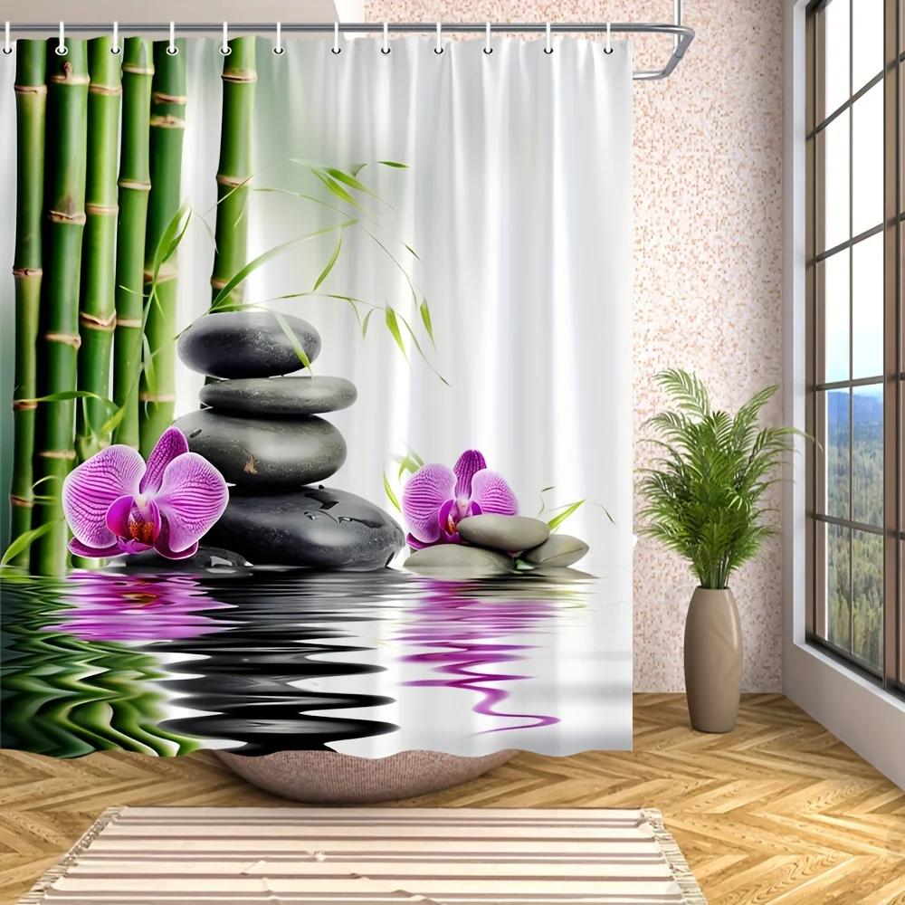 

Caryophylla orchid pattern shower curtain hook, waterproof shower curtain, bathroom partition, bathroom curtain, home decorati 90x180cm