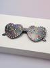 Trendy Heart Shaped Sunglasses For Women Sparkling Colorful Rhinestone Rimless Eyewear Summer Sun Glasses For Beach Wear KJ165