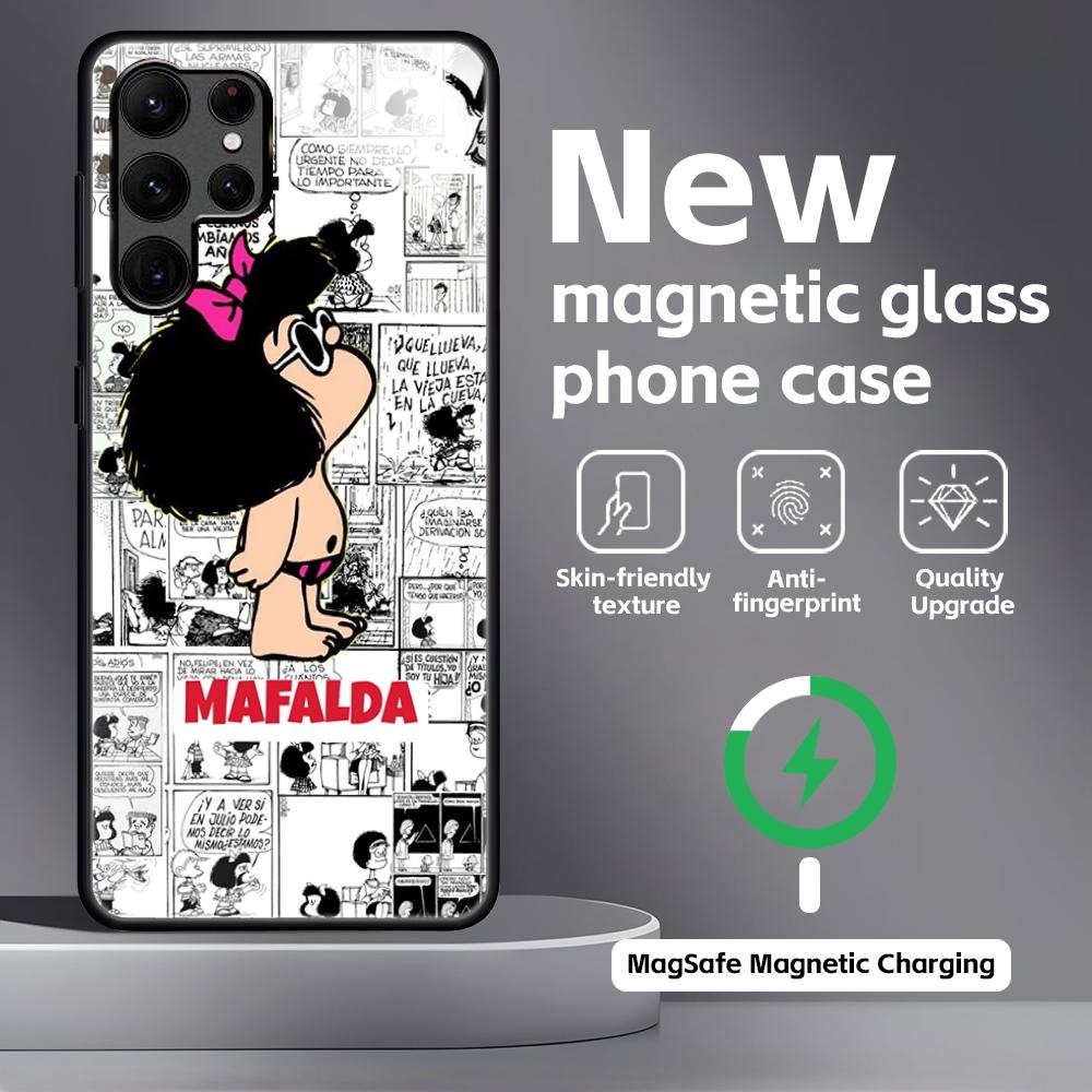 MafaldaS anime siliconeS Phone Case For Samsung S25 S24 S23 S22 S21 S20 Plus Ultra Note20 Glass Magnetic Case