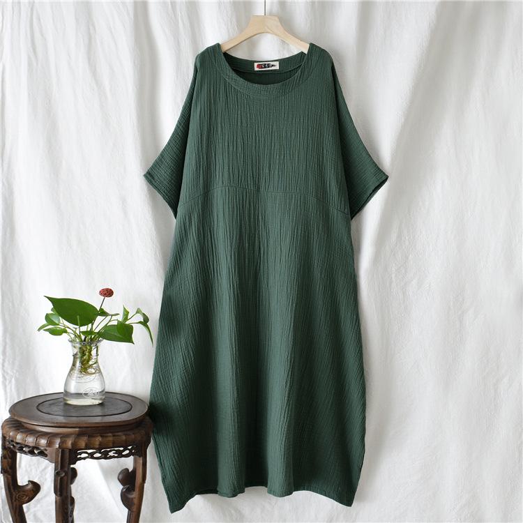 Bamboo Joint Batwing Sleeve Long Robe Dress - Spring/Summer National Style