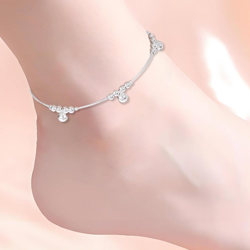 Simple Fashion Jewelry Foot Anklet Bells Bead Ankle Bracelet Silver Plated Chain
