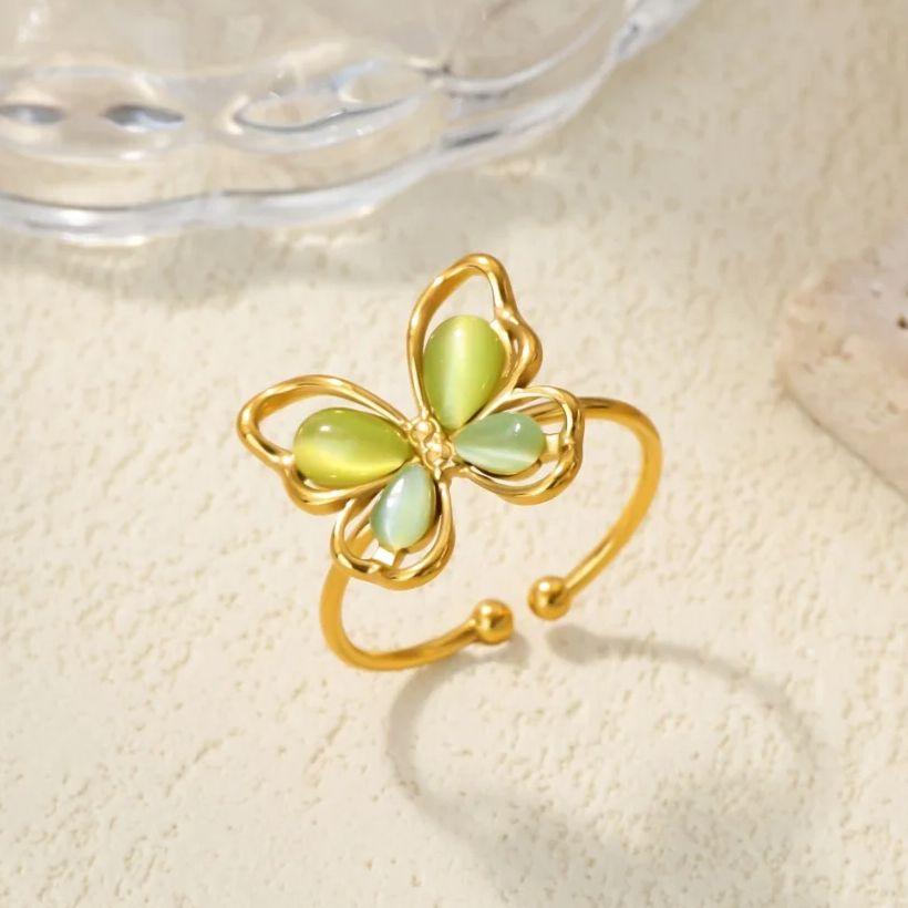 Popular Butterfly Rings For Women Gold Color Stainless Steel Geometric Opening Finger Ring Aesthetic Wedding Christmas Jewelry