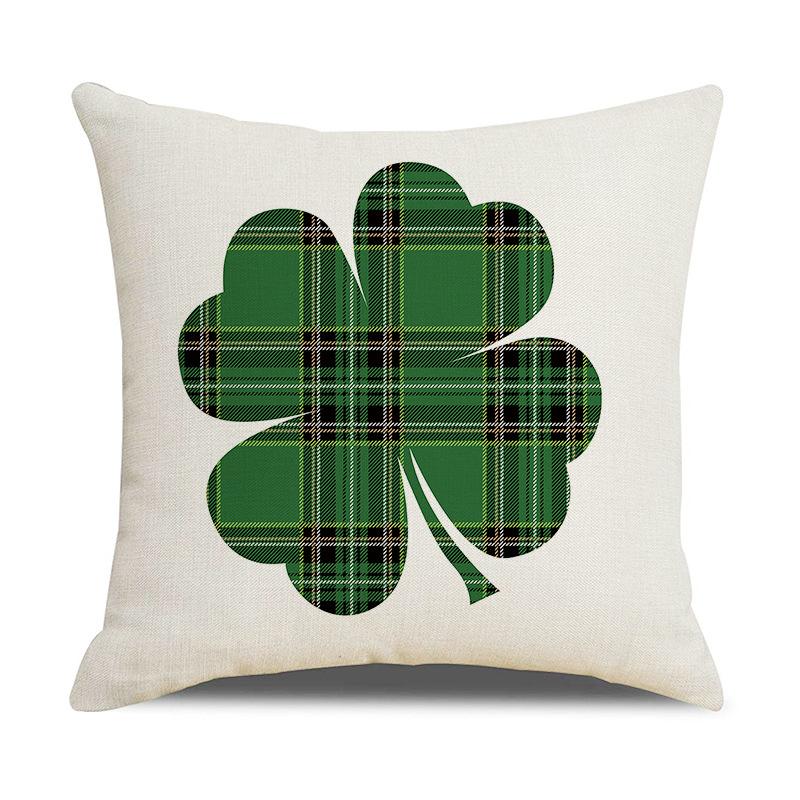 Green Letter St. Patrick's Day New Home Soft Decor Linen Pillow Cover Cushion Cover