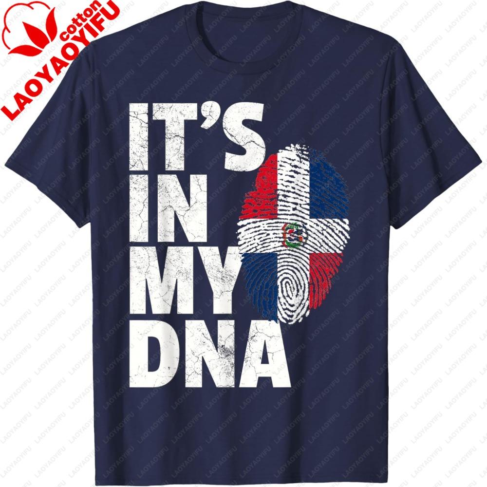 Its In My DNA Dominican Republic Flag Official Pride Gift TShirt Retro Fashion Flag Print Tops Classic Pattern Tees